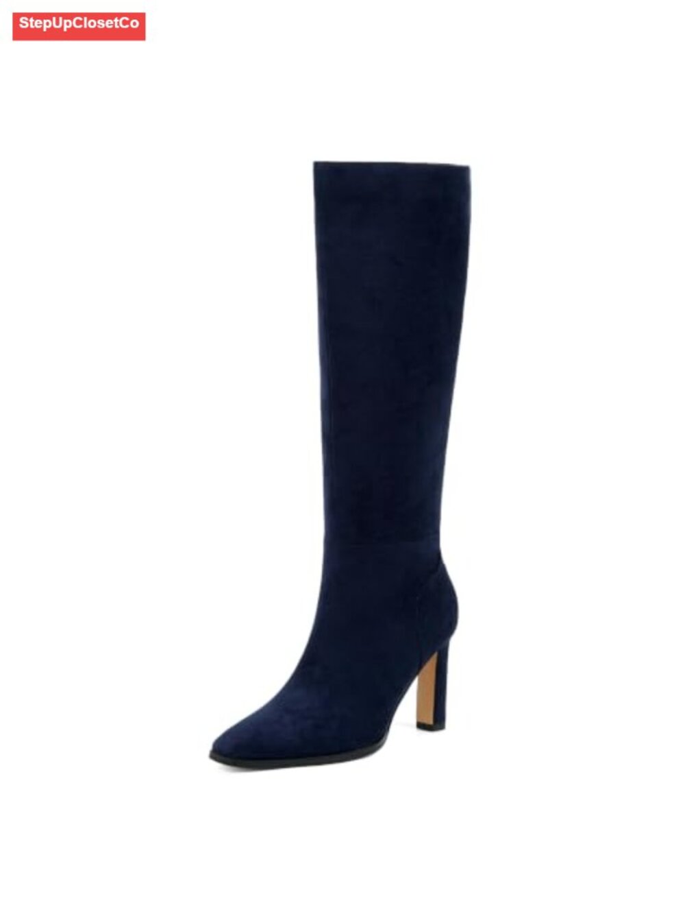 Knee High Stiletto Heel Boots - Side Zip Faux Suede
